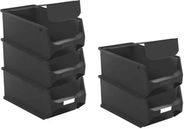 PROREGAL SparSet 5 x Leitfähige ESD Sichtlagerbox 4.1 mit Griffstange und Abdeckung, Schwarz, H x B x T: 15 x 20 x 35 cm - Bild 1