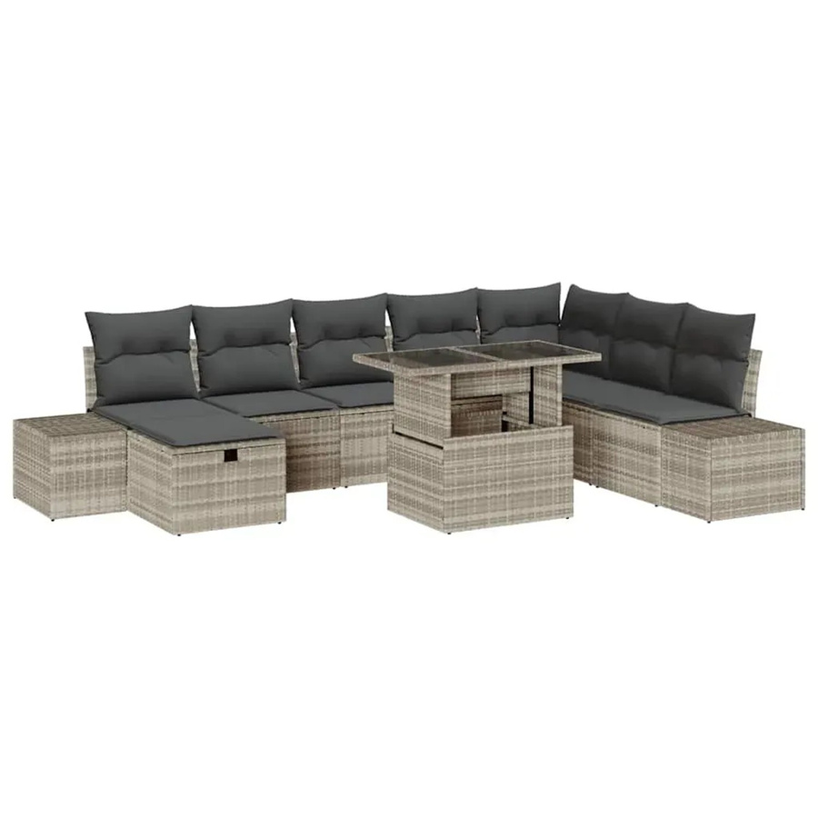 vidaXL Garten-Sofa-Set aus 11 Teilen in Hellgrau aus Poly-Rattan - Bild 2