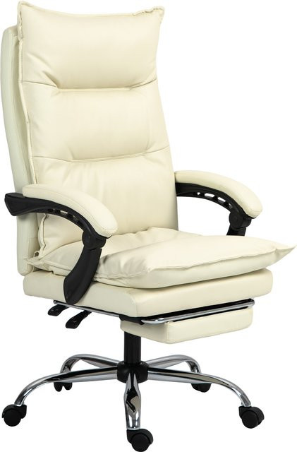 Vinsetto Ergonomischer Bürostuhl in Beige mit Liegefunktion, Fußstütze und Kopfstütze, höhenverstellbar und 155 Grad neigbar - Bild 1