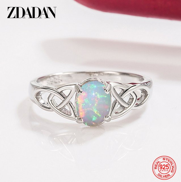 ZDADAN Opal-Ring, 925 Silber, oval, Damen - Bild 1