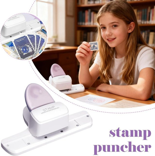 Handgefertigter Stempel-Lochstanzer für Scrapbook und DIY-Dekoration in Lila-Weiß - Bild 1