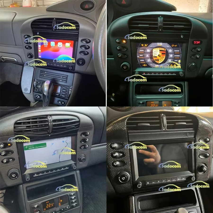 Sadocom Android 14.0 Autoradio mit 7 Zoll Display, 8-Kern Prozessor, 8GB RAM, 256GB Speicher, DSP, GPS und CarPlay in Schwarz für Porsche 911 996 986 Cayman Boxster - Bild 3