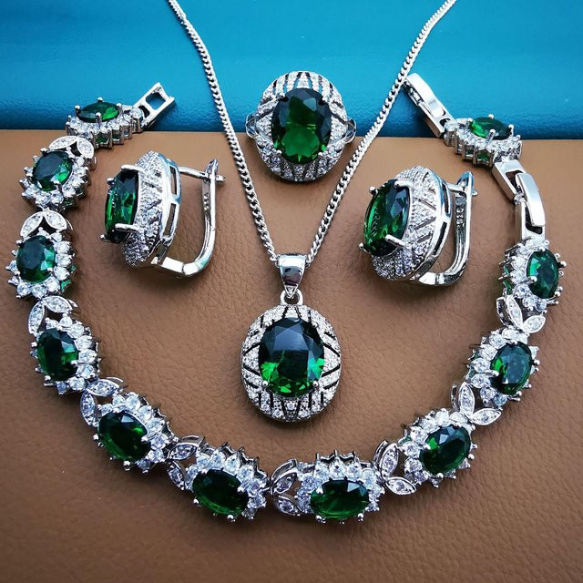 YIRAN Schmuckset, Kupfer, Weiß, Zirkonia, Diamant, Unisex - Bild 1