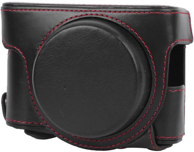 Leder-Schutzhülle mit Schultergurt für Canon G7XII und G7XIII Digitalkameras in Schwarz - Bild 1