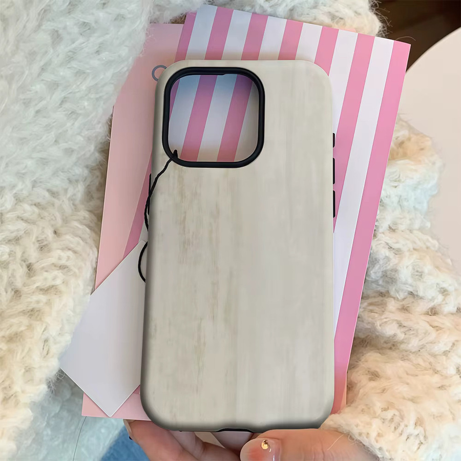 Handyhülle in weiß gewaschener Holz-Optik für Apple iPhone 17 16 15 14 13 12 11 Pro Max Plus mit doppelschichtiger Rückseite - Bild 2