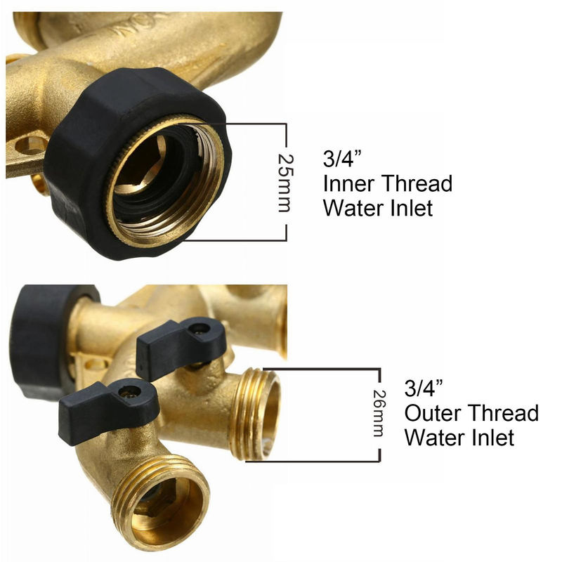 TOMTOP JMS 4-Wege-Gartenschlauchverteiler aus Kupfer mit 4 Ventilen und 3/4-Zoll-Anschluss in Gold/Kupfer - Bild 6