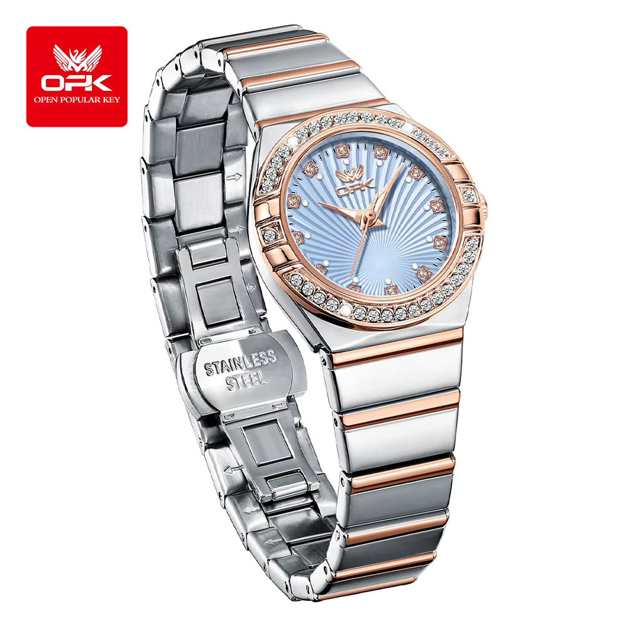 OPK Armbanduhr Quarz, Edelstahl, Diamantbesetzt, Blau, Damen - Bild 2