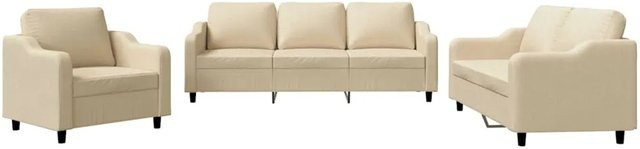 vidaXL Sofagarnitur Set in Creme mit Kissen aus Stoff und Metallgestell - Bild 1