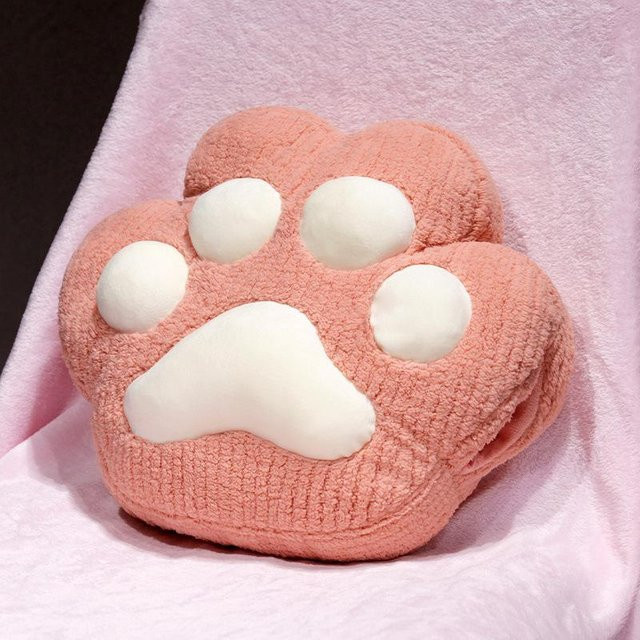 Yiran Health & Beauty Gestreifte Plüschpfote Plüschkissen, Rosa / Pink - Bild 1