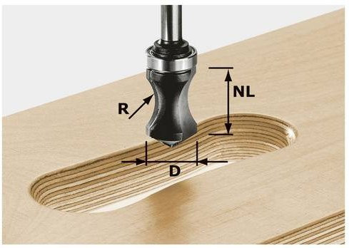 Festool Griffleistenfräser mit Anlaufkugellager, Schaftdurchmesser: 8 mm, Arbeitslänge: 19 mm, Gesamtlänge: 68 mm, Durchmesser: 19 mm - Bild 1
