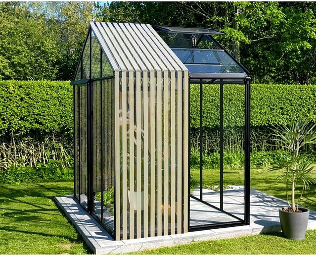 Bloomcabin Accoya-Fusion GHCAF8 Gewächshaus mit Sicherheitsglas und Belüftungssystem in Schwarz - Bild 1