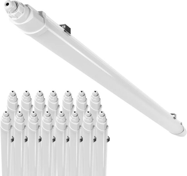 ENOVALITE 16er-Set LED Feuchtraumleuchte Weiß, 48W, 5760lm, 4000K, IP65, IK06, Länge: 150 cm, durchschleifbar - Bild 1