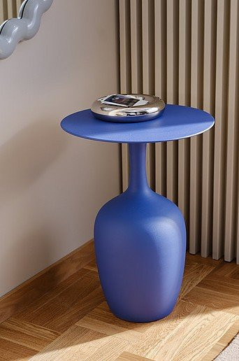 Jotex FIORO Beistelltisch rund in Blau aus Metall mit mattem Finish Durchmesser: 41 cm, Höhe: 57 cm - Bild 1