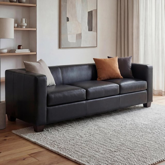 3er Sofa Lille von MCW in Schwarz aus Kunstleder - Bild 1