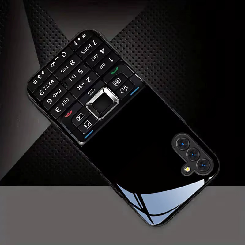 Sturzsichere Glas-Handyhülle mit Retro-Knopfmuster in Schwarz für Samsung Galaxy S26 S25 S24 S22 S21 S20 FE Ultra Plus 5G - Bild 4