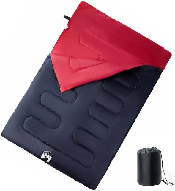 vidaXL Doppelschlafsack mit Kissen für Erwachsene, 3-4 Jahreszeiten, Farbe: Grau/Blau, Artikelnummer: 94446 - Bild 1