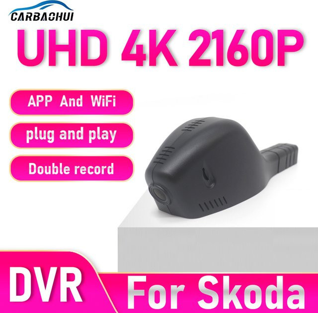 CARBAOHUI 4K UHD Dashcam Videorekorder in Schwarz für Skoda Kodiaq Octavia A7 A5 Rapid Fabia Superb Karoq Yeti - Bild 1