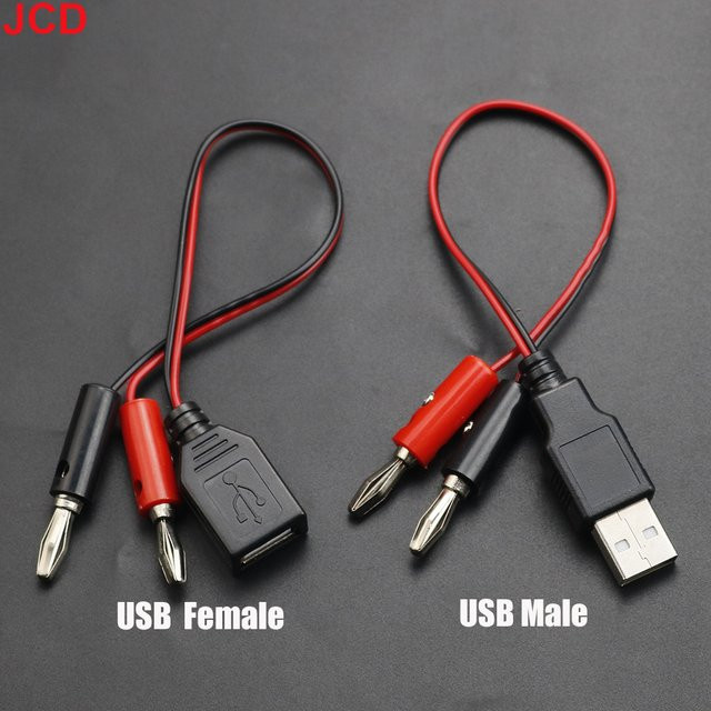 JCD USB auf 4 mm Bananenstecker Testkabel mit USB-A Stecker und Buchse auf Bananenkopf Verbindungskabel - Bild 1