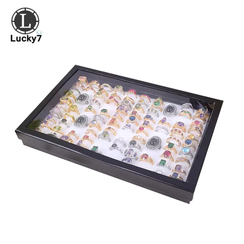 luckyiasv Ring Display Box, 100 Slot, Samt, Unisex - Bild 1