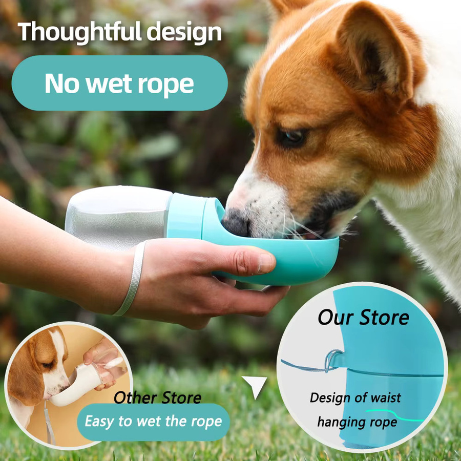 Holapet Haustier-Trinkflasche für kleine und mittelgroße Hunde und Katzen in Turquoise, tragbarer Futterspender und auslaufsicherer Trinknapf für unterwegs - Bild 2