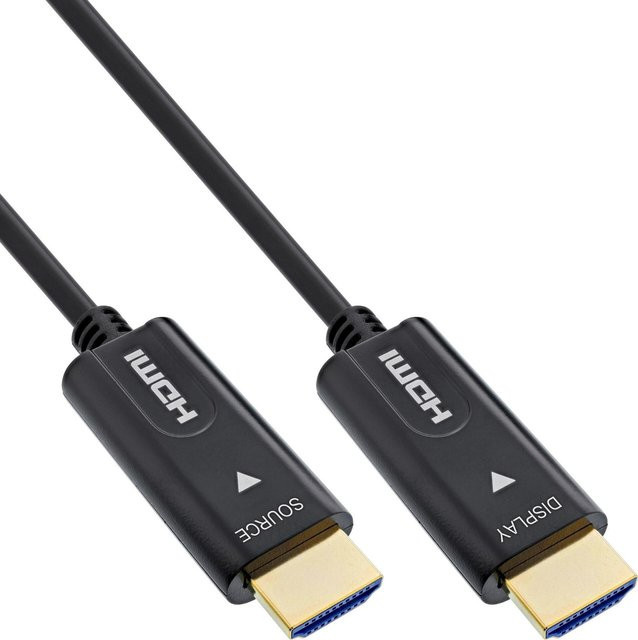 InLine HDMI AOC High Speed Kabel mit Ethernet/LAN in Schwarz, 4K/60Hz, Länge: 40 cm - Bild 1