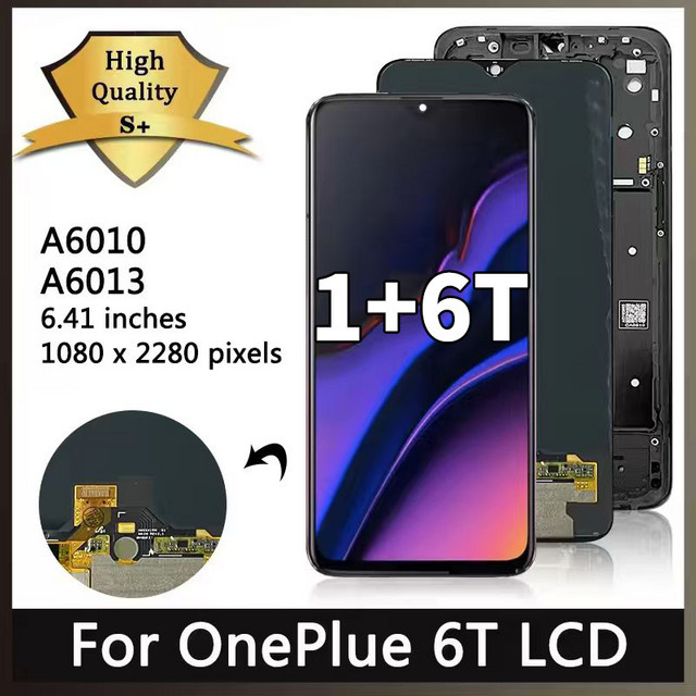 OnePlus 6T AMOLED Display Ersatz mit Touchscreen Digitizer Montage in Schwarz 6.41 Zoll - Bild 1