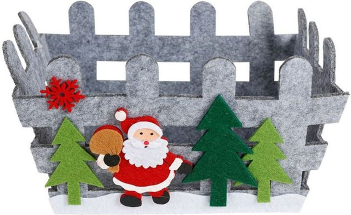 BURI Weihnachtsdeko Filz-Körbchen in Grau, B/T/H: 23 x 16 x 13 cm - Bild 1