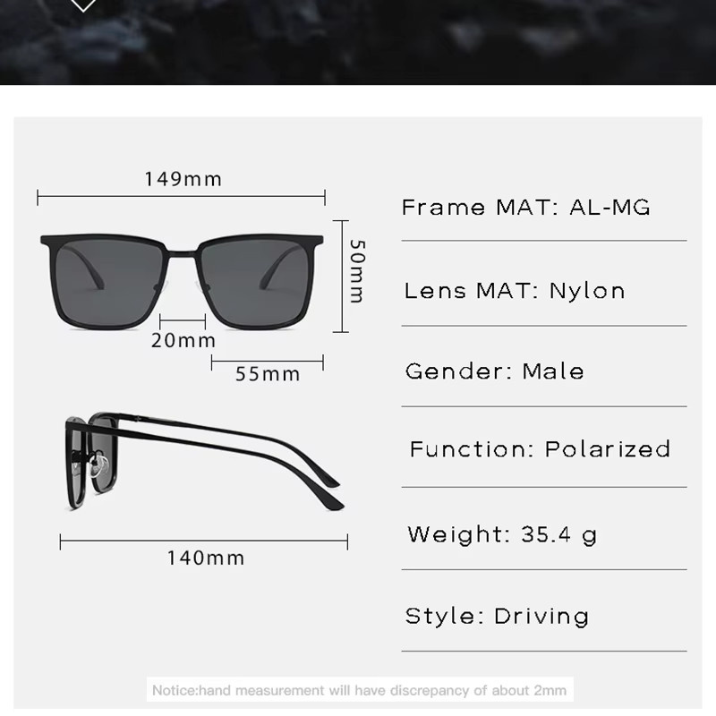 SOPRETTY S8696 Sonnenbrille, Vollrand, Square, Aluminium, Herren, polarisiert, photochrom - Bild 3