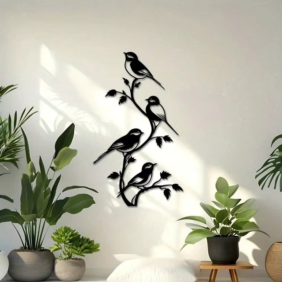 CIFBUY Vintage Metall-Wandkunst in Schwarz als abstrakte Tier-Skulptur mit Vogelmotiven - Bild 2