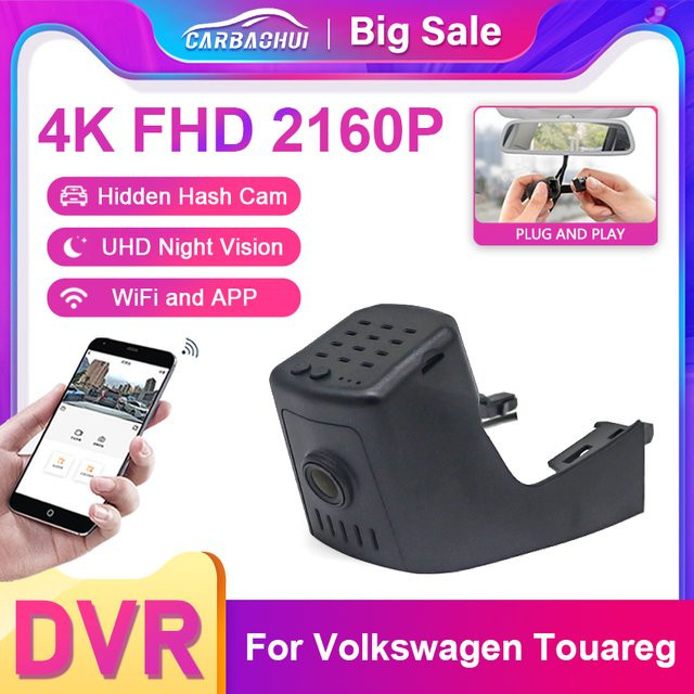 CARBAOHUI 4K UHD Dashcam für VW Volkswagen Touareg 3 CR7, Plug and Play DVR Dash Cam Recorder, Schwarz - Bild 1