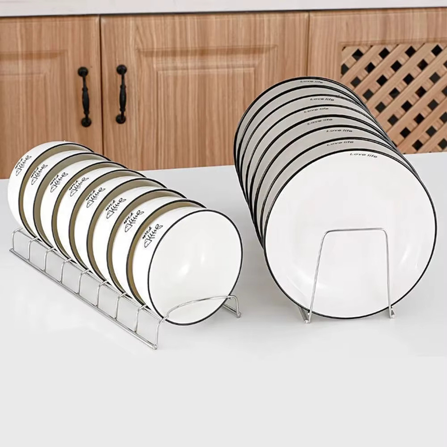 Platzsparendes Abtropfgestell aus Edelstahl mit Abtropffläche für Schüsseln und Teller in Silber - Bild 2