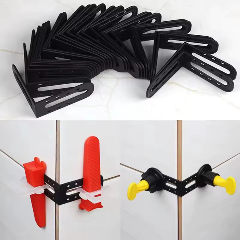 Skeyo Fliesen Nivellierung System mit männlichen Winkel Clips und Spacern für Boden und Wand, 25 Stück - Bild 2