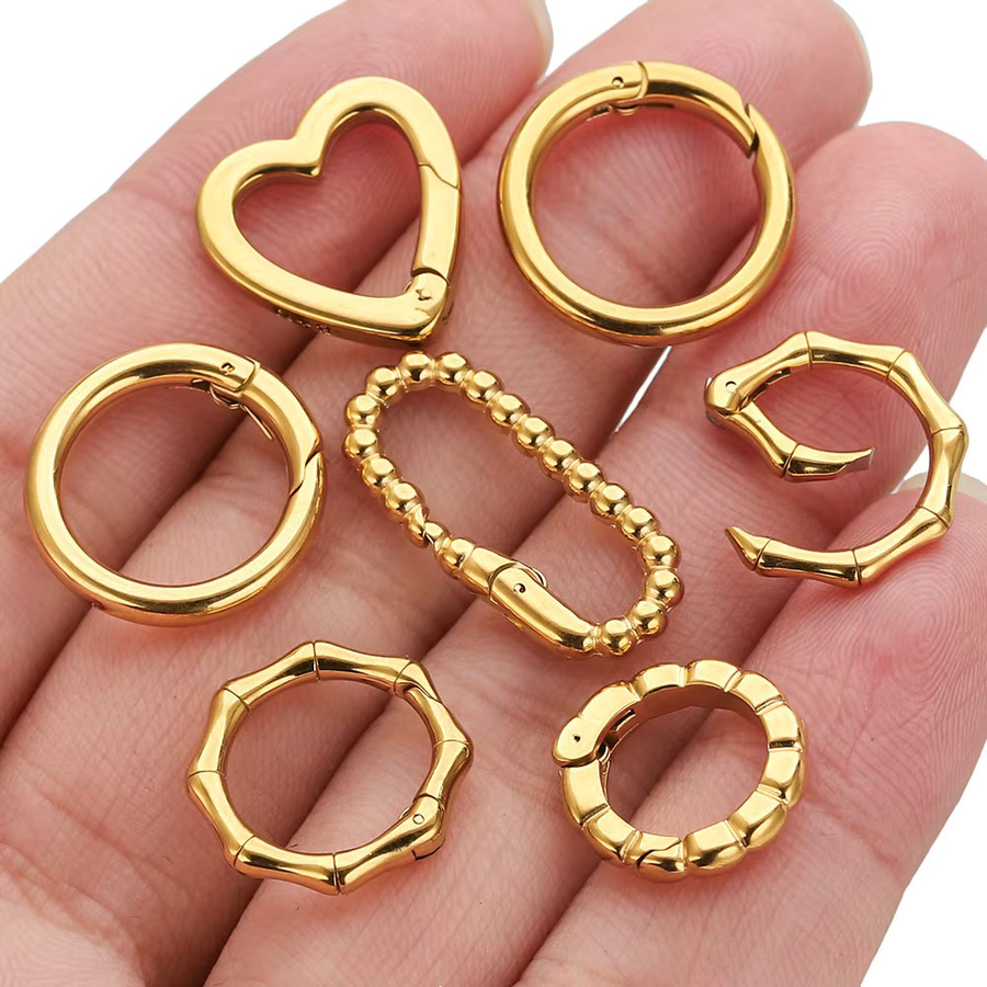 Elomia Karabinerverschluss Edelstahl, Gold, Herz, 2 Stück - Bild 3