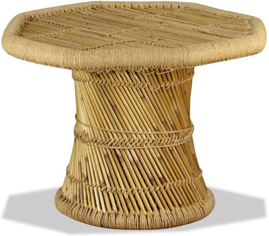 Achteckiger Couchtisch aus Bambus und Jute von vidaxl in Natur und Braun, B/T/H: 60 x 60 x 45 cm - Bild 1