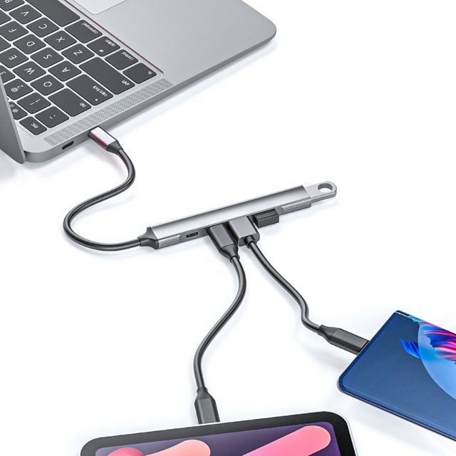 Yesido 5-Port USB-C Hub für Laptops und Mobilgeräte mit 1 PD 60W Ladeport und 2 USB 2.0 Anschlüssen - Bild 1