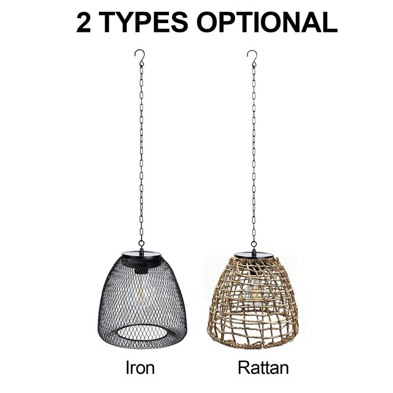 TOMTOP JMS Solar Outdoor Anhänger Lichter aus Rattan in Schwarz mit Warmweißem Licht für Garten, Terrasse und Hof - Bild 2