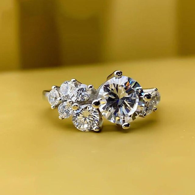YIRAN Jewelry 5 Diamantring, synthetisch, gelb, rund, Damen, Größe 10 - Bild 1