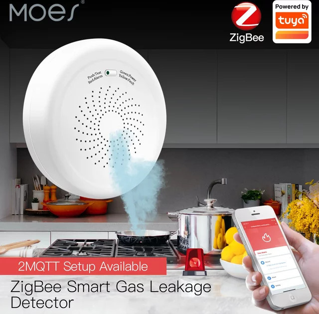 Tuya Smart ZigBee Gas Leckage Detektor Brennbare Gas Sensoren mit Alarm System und Fernbedienung über die Tuya App in Weiß - Bild 1