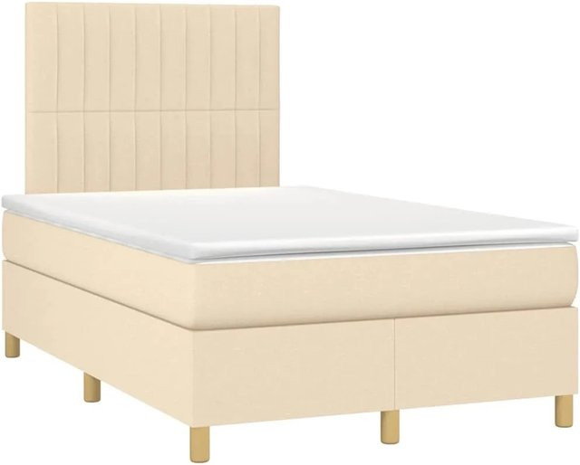 vidaXL Boxspringbett mit Matratze in Beige, Hybridbett mit LED-Unterbettbeleuchtung und USB-Anschluss, B/T: 120 x 190 cm - Bild 1