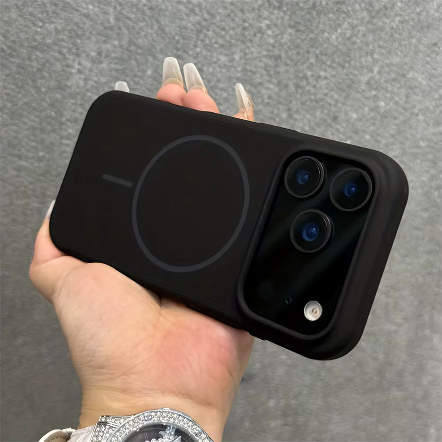 CASEGO Magnetische Silikon Handyhülle aus flüssigem Silikon für iPhone 11 bis 17 Pro Max Plus, Farben: Schwarz und Braun - Bild 2