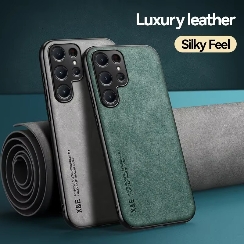 Luxuriöse magnetische Lederhülle für Samsung Galaxy S26 Ultra S25 S24 S23 S22 S21 S20 Note 20 Plus 10 8 mit Vollabdeckung in Grün und Grau - Bild 2