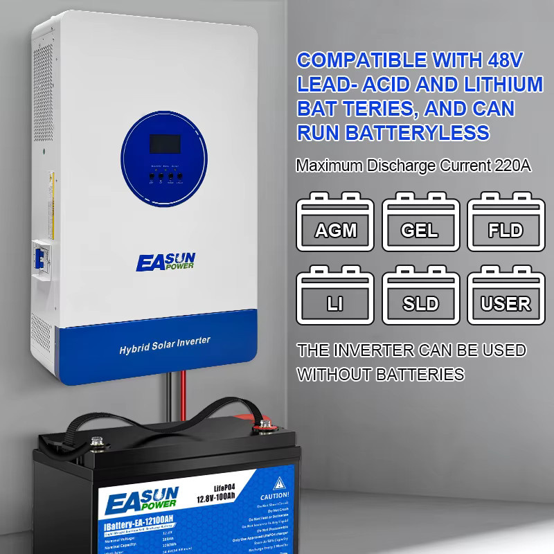 EASUN POWER Hybrid-Solarwechselrichter 12kVA 11kW 48V 150A MPPT Solarladegerät mit reinem Sinus, WLAN-Unterstützung und Parallelbetrieb, Weiß - Bild 4