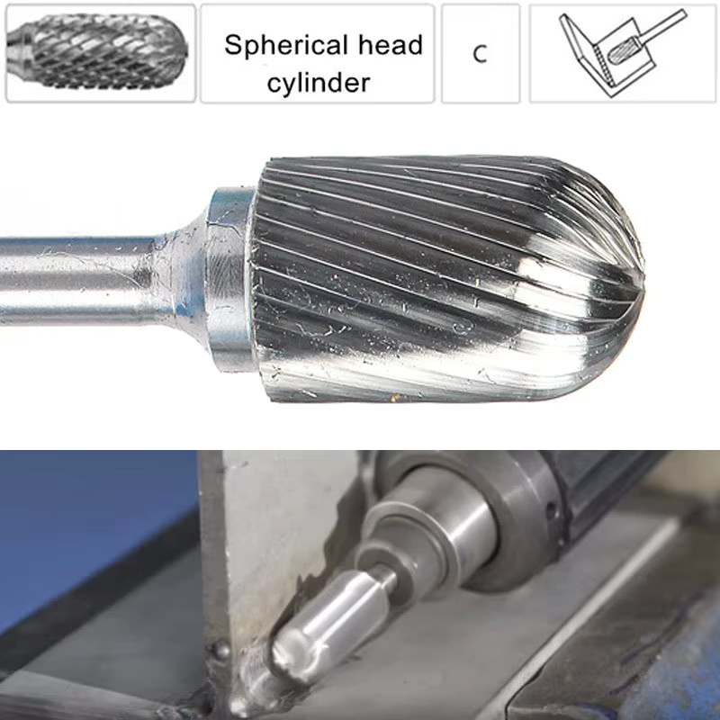Hartmetall-Drehdatei mit Kugelkopf und Zylinderform in Silber, 6 mm Durchmesser, 1/4 Zoll Schaft für Carving-Werkzeuge - Bild 2