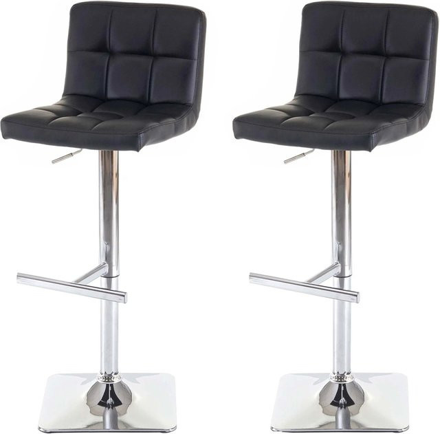 PROREGAL 2er-Set Barhocker gepolstert mit Lehne, höhenverstellbar und drehbar, Kunstleder Schwarz mit Chromfuß, Sitzhöhe: 63-84 cm - Bild 1
