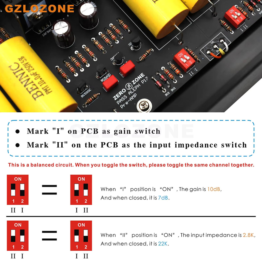 GZLOZONE HIFI PASS P17 MOSFET Klasse A Balanced Preamplifier Board auf Basis des PASS 1.7 Schaltkreises in Multicolor - Bild 4