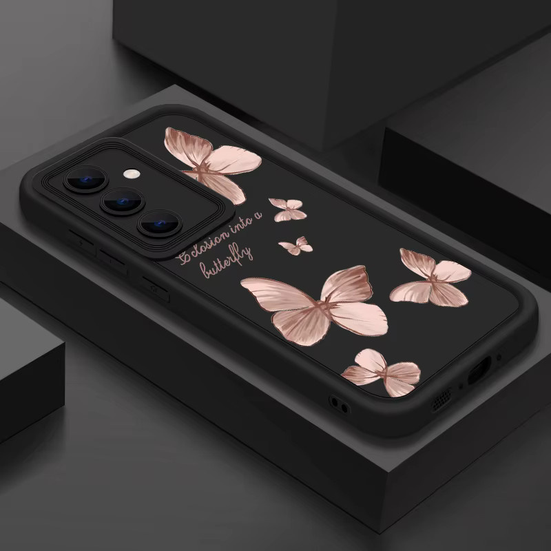 Goldene Schmetterling Soft-TPU Handyhülle für Samsung Galaxy S26 S25 S24 S23 S22 Ultra S23 FE A57 A56 A55 A35 A25 A17 A16 A15 5G in Gold und Pink - Bild 3