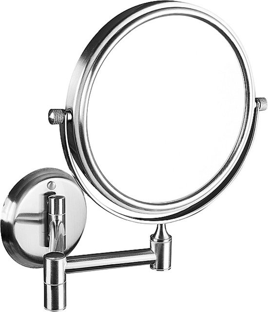 Brillantbad BEO Rasier- und Kosmetikspiegel aus Edelstahl matt in Silber, H x B x T: 41,2 x 18,4 x 20,0 cm, Durchmesser: 13,3 cm - Bild 1