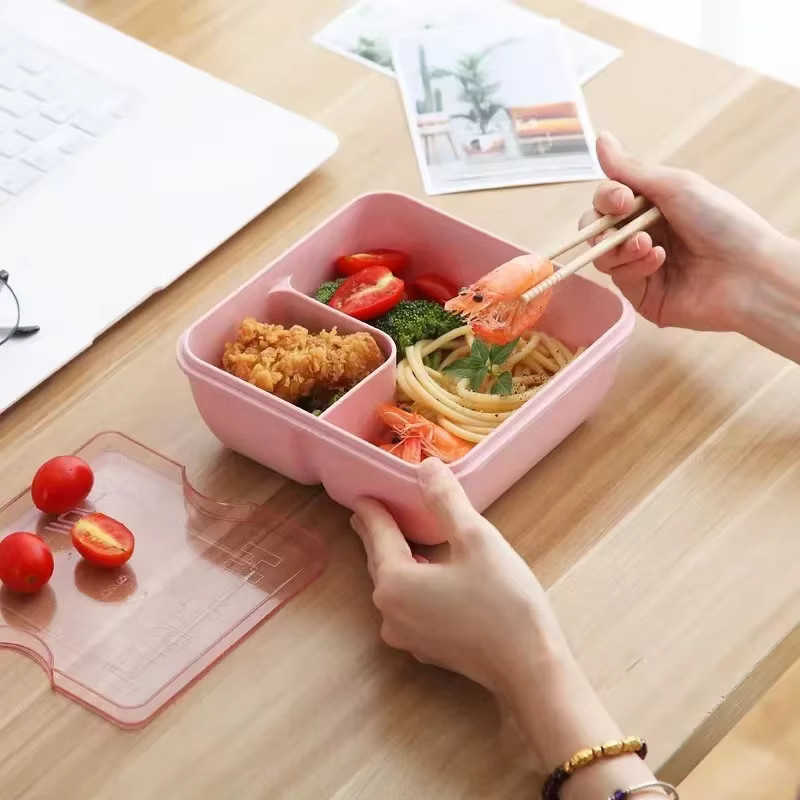JUSTINLAU Bento-Box aus Weizenstroh mit Besteck in Grün, 850 ml oder 1100 ml, BPA-frei - Bild 2