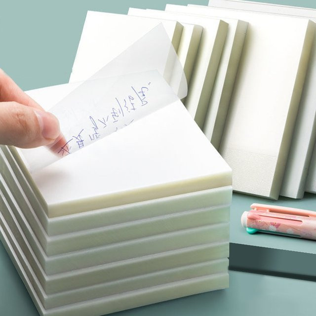 50 Blatt transparente und wasserfeste Haftnotizen aus PET in Weiß für Schule und Büro - Bild 1