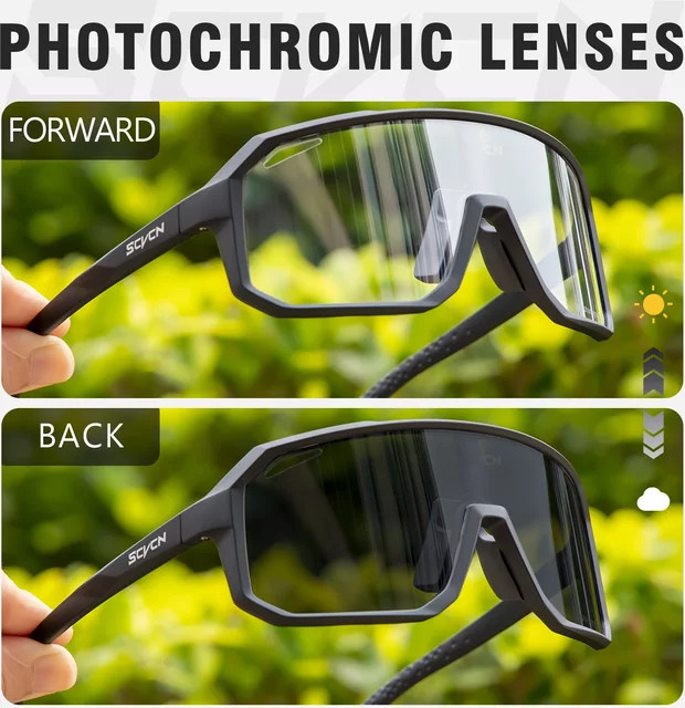 SCVCN Sportsonnenbrille, Photochrome, Unisex, Vollrand, Schwarz - Bild 1